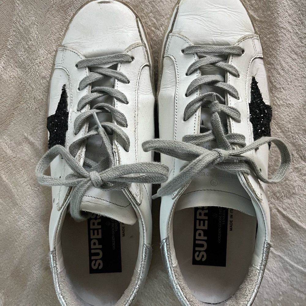 Golden Goose Superstar Sneakers in White and Silver - Picture 2 of 6